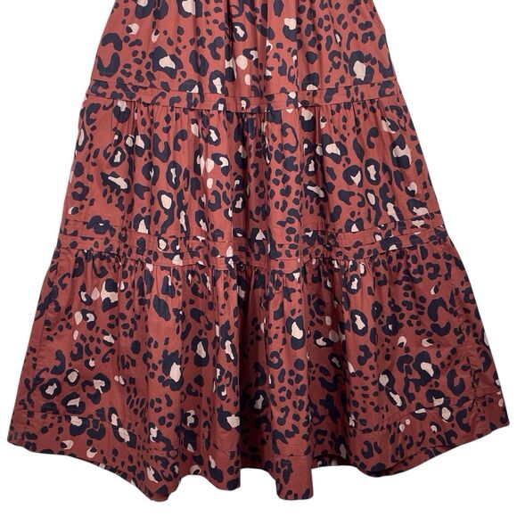 Anthropologie Maeve Somerset Maxi Dress Leopard Print Poplin Size Small Brown - Picture 8 of 16